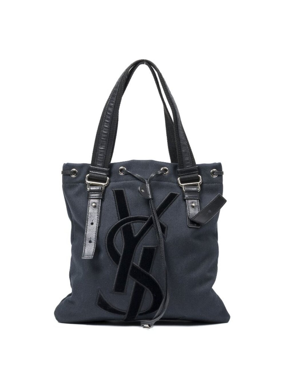 Saint Laurent Canapa Small Tote Bag Navy Blue Canvas